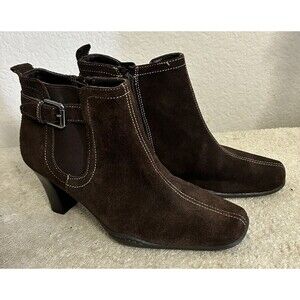 Aerosoles Women's Size 6B Brown Suede Cinteresting Heeled Zipper Ankle Boots